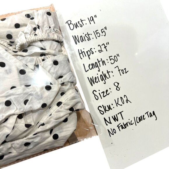 Boohoo Polka Dot Ruffle Midi Dress Open Back Tie Detail White Black Size 8 NWT - Picture 12 of 12